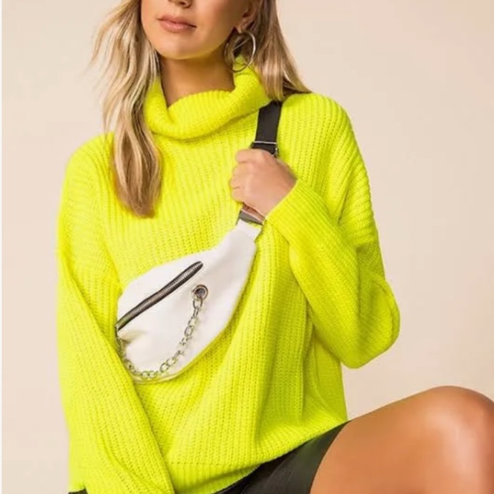 Superdown Vibrant Lime Turtleneck Sweater